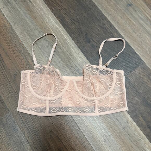 & Other Stories Size 36B Lace Bustier Underwired Bra Pink Adjustable Straps - Picture 2 of 7